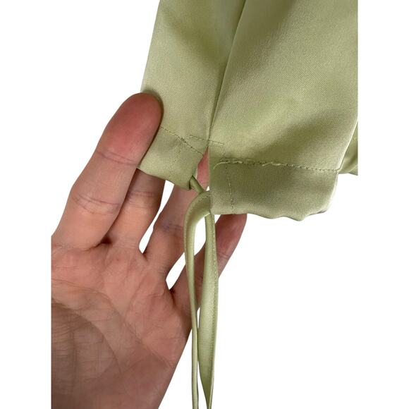 House Of Harlow 1960 Satin Crop Top Wide Leg Pants Set Green Party Vacation S - Picture 3 of 9